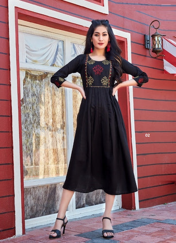 Black Georgette Indian Ethnic kurti with dupata