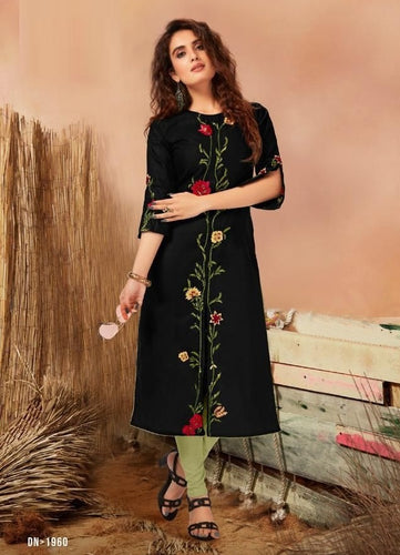 Black Georgette Indian Ethnic kurti with dupata