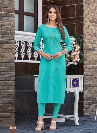 Aqua Georgette Indian Ethnic kurti with dupata
