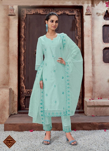 Aqua Georgette Indian women's salwar kameez with dupatta ready to wear