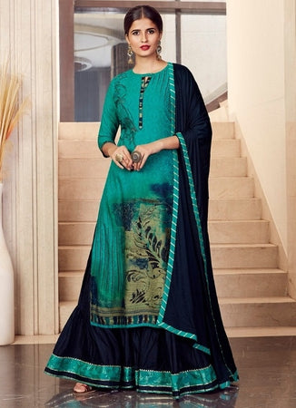 Aqua Georgette Indian women's salwar kameez with dupatta ready to wear