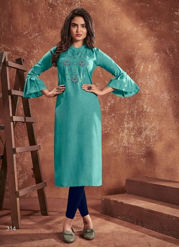 Aqua Georgette Indian Ethnic kurti with dupata