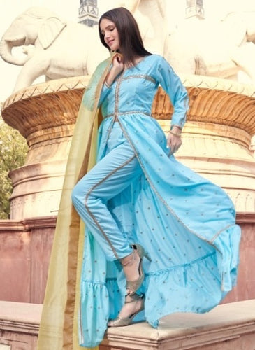 Aqua Georgette Indian women's salwar kameez with dupatta ready to wear