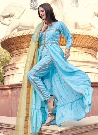 Aqua Georgette Indian women's salwar kameez with dupatta ready to wear