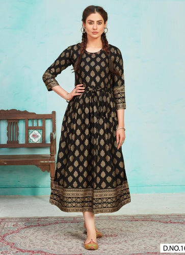 Black Georgette Indian Ethnic kurti with dupata