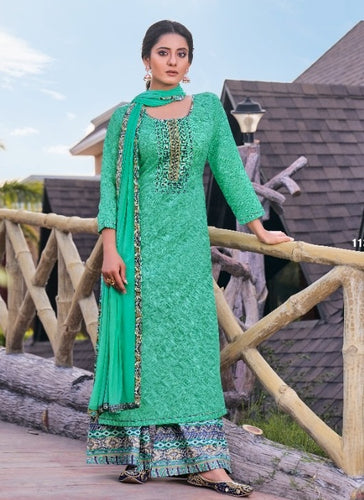 Aqua Georgette Indian women's salwar kameez with dupatta ready to wear