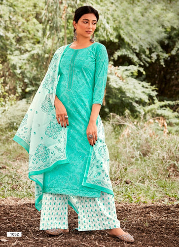 Aqua Georgette Indian women's salwar kameez with dupatta ready to wear
