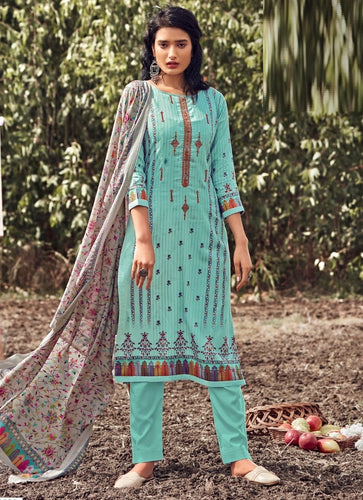 Aqua Georgette Indian women's salwar kameez with dupatta ready to wear