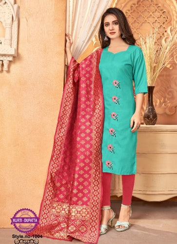 Aqua Georgette Indian Ethnic kurti with dupata
