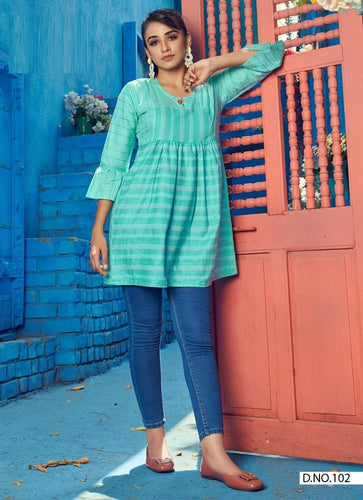 Aqua Georgette Indian Ethnic kurti with dupata