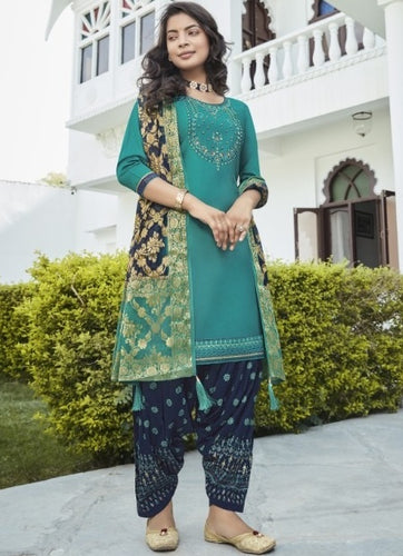 Aqua Georgette Indian women's salwar kameez with dupatta ready to wear