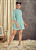 Aqua Georgette Indian Ethnic kurti with dupata