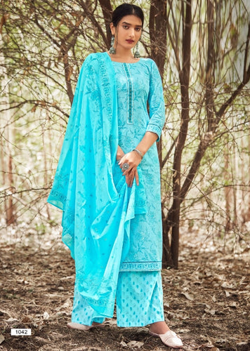 Aqua Georgette Indian women's salwar kameez with dupatta ready to wear