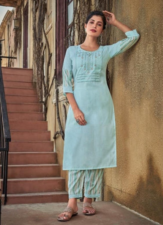 Aqua Georgette Indian Ethnic kurti with dupata