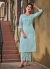 Aqua Georgette Indian Ethnic kurti with dupata
