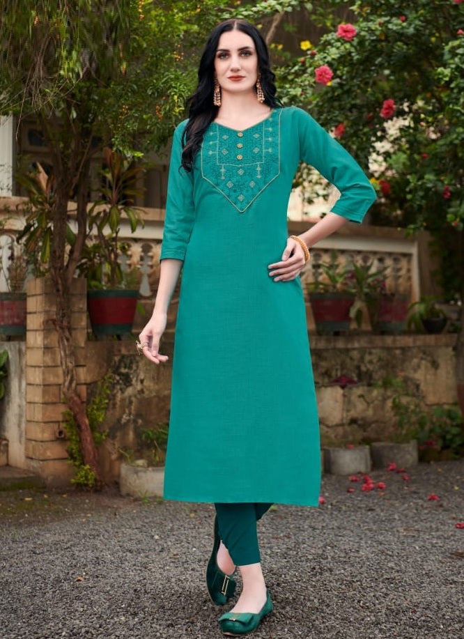 Aqua Georgette Indian Ethnic kurti with dupata