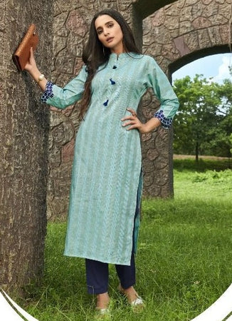 Aqua Georgette Indian Ethnic kurti with dupata