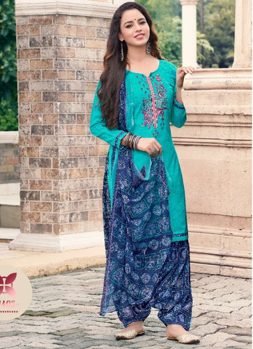 Aqua Georgette Indian women's salwar kameez with dupatta ready to wear