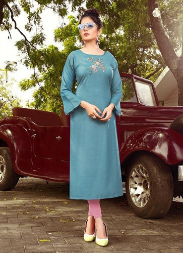Aqua Georgette Indian Ethnic kurti with dupata
