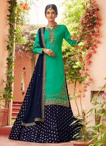 Aqua Georgette Indian women's salwar kameez with dupatta ready to wear