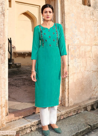 Aqua Georgette Indian Ethnic kurti with dupata