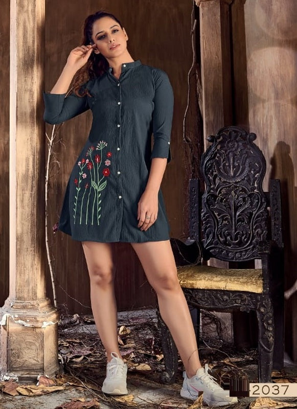 Black Georgette Indian Ethnic kurti with dupata