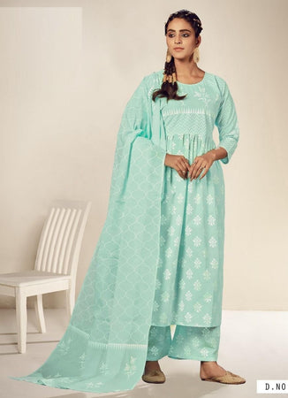 Aqua Georgette Indian women's salwar kameez with dupatta ready to wear