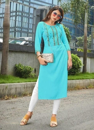 Aqua Georgette Indian Ethnic kurti with dupata