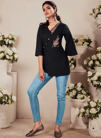 Black Georgette Indian Ethnic kurti with dupata