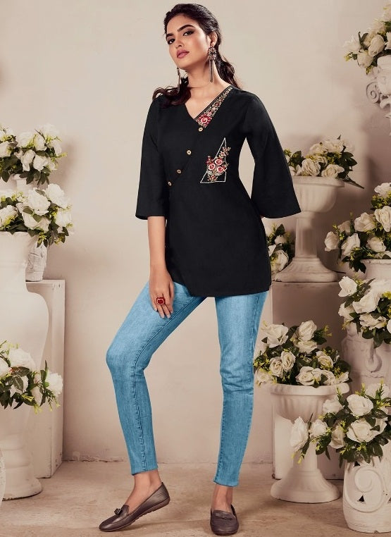 Black Georgette Indian Ethnic kurti with dupata