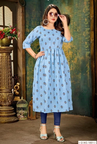 Aqua Georgette Indian Ethnic kurti with dupata