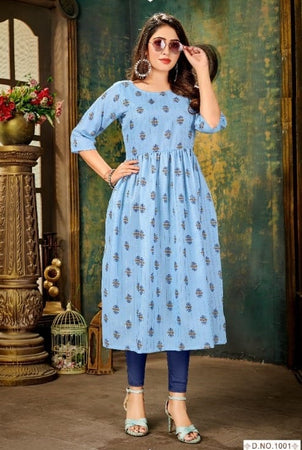 Aqua Georgette Indian Ethnic kurti with dupata