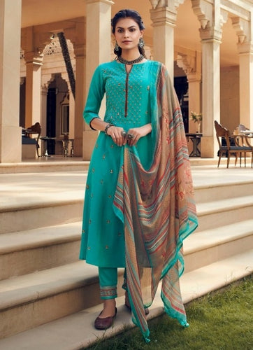 Aqua Georgette Indian women's salwar kameez with dupatta ready to wear
