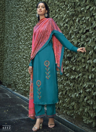 Aqua Georgette Indian women's salwar kameez with dupatta ready to wear