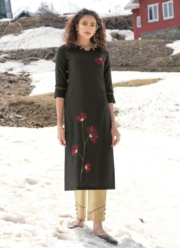Black Georgette Indian Ethnic kurti with dupata