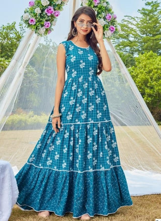 Aqua Georgette Indian Ethnic kurti with dupata