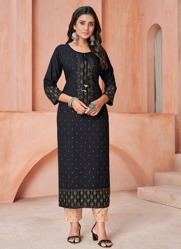 Black Georgette Indian Ethnic kurti with dupata