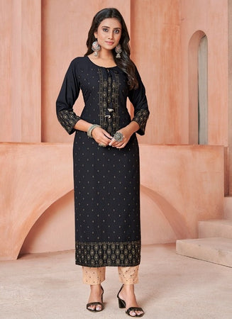 Black Georgette Indian Ethnic kurti with dupata