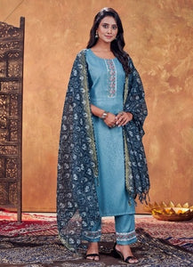 Aqua Georgette Indian women's salwar kameez with dupatta ready to wear