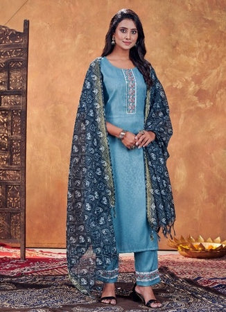Aqua Georgette Indian women's salwar kameez with dupatta ready to wear