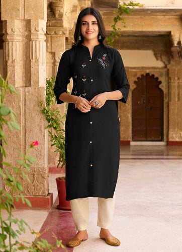 Black Georgette Indian Ethnic kurti with dupata