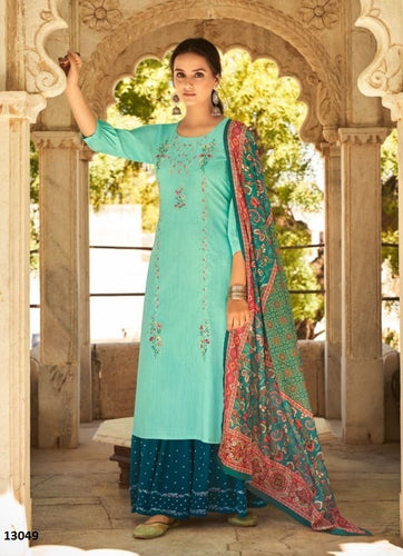 Aqua Georgette Indian women's salwar kameez with dupatta ready to wear