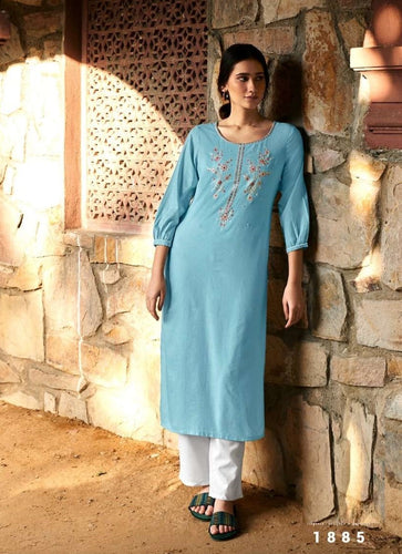 Aqua Georgette Indian Ethnic kurti with dupata