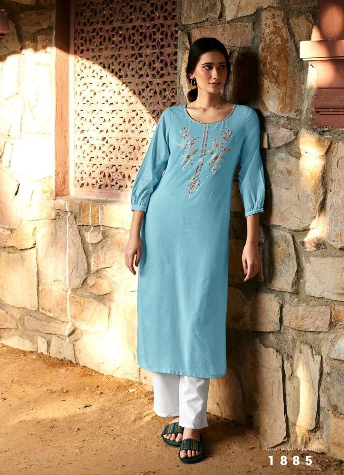 Aqua Georgette Indian Ethnic kurti with dupata
