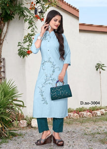 Aqua Georgette Indian Ethnic kurti with dupata