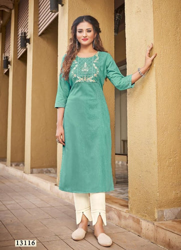 Aqua Georgette Indian Ethnic kurti with dupata