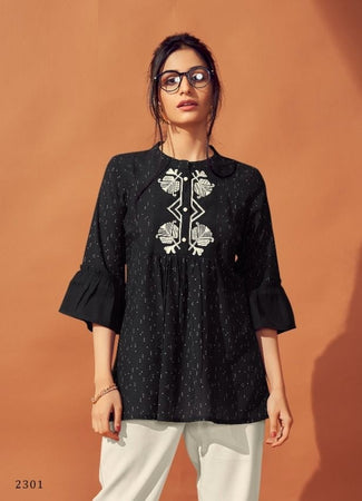 Black Georgette Indian Ethnic kurti with dupata