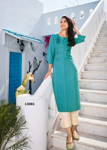 Aqua Georgette Indian Ethnic kurti with dupata