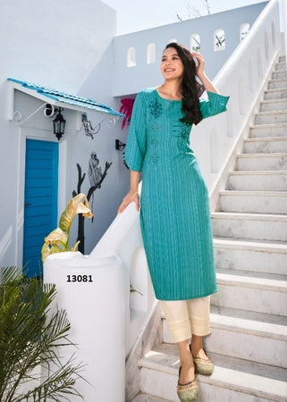 Aqua Georgette Indian Ethnic kurti with dupata