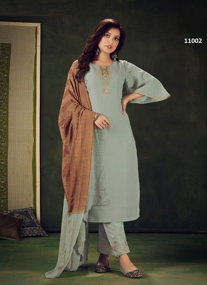 Aqua Georgette Indian women's salwar kameez with dupatta ready to wear